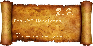 Raskó Henrietta névjegykártya