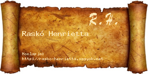 Raskó Henrietta névjegykártya